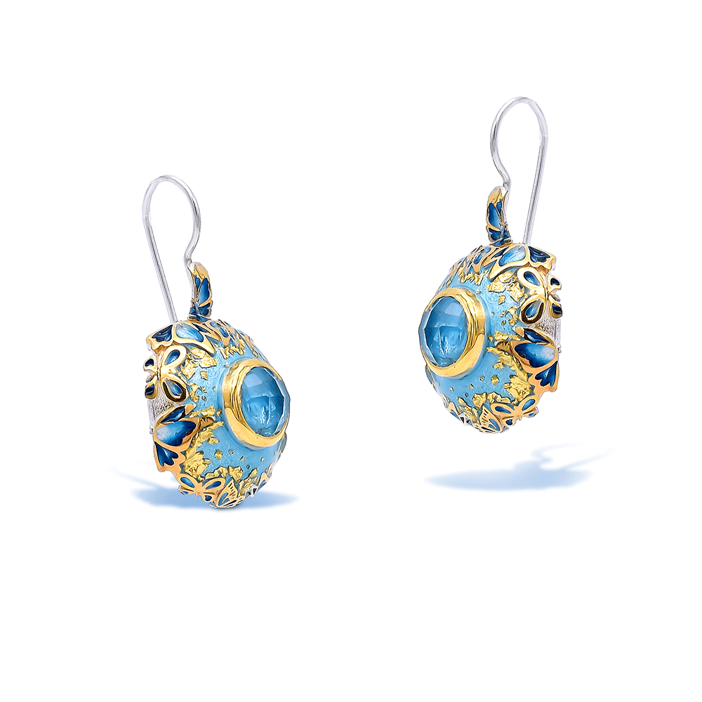 Turquoise and quartz earrings