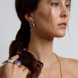 square lapiz lazuli earrings