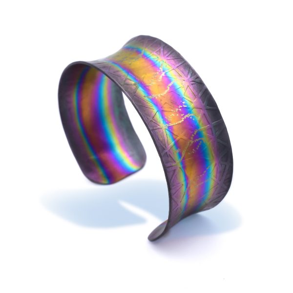 Anodized Titanium Wide Cuff Bracelet for Women