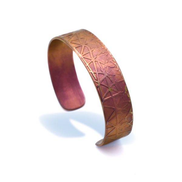 Anodized Medium Size Textured Unisex Healing Titanium Bracelet In Earth Color Tone