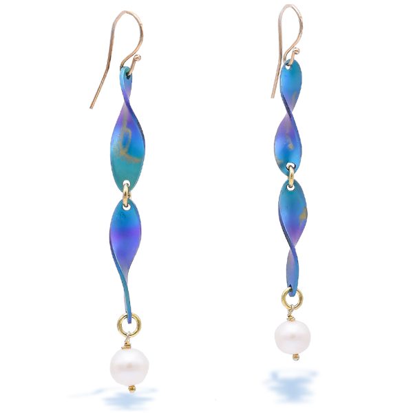 Twirl Hypoallergenic Anodized Titanium Earrings With Gold Plated Silver Hanger