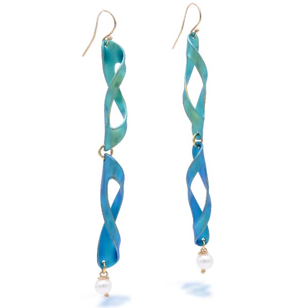 Titanium Hypoallergenic Twisted Earrings With Gold Plated Silver Hanger