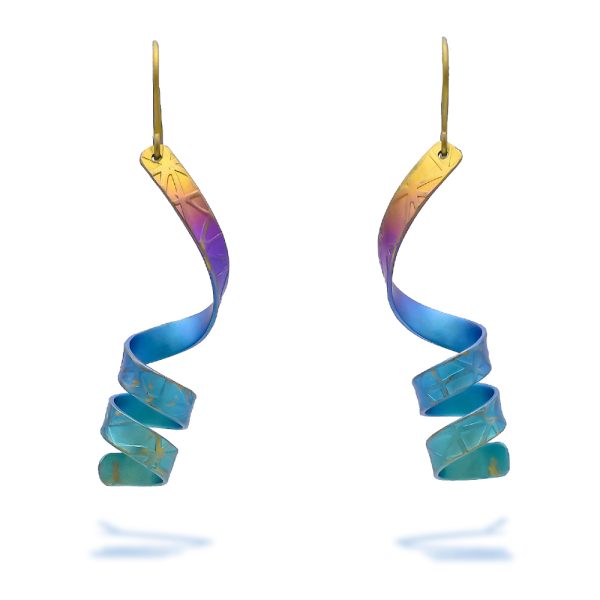 Dangle Anodized Titanium Spiral Earrings