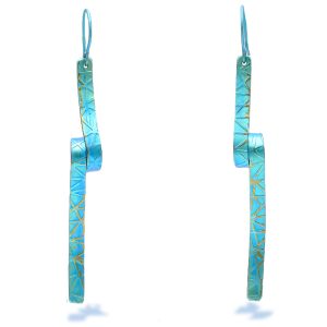 Ballet Dance Titanium Earrings In Iridescent Turquoise Color