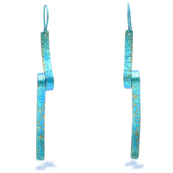 Ballet Dance Titanium Earrings In Iridescent Turquoise Color