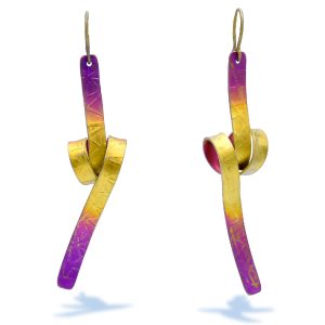 Dangle Line Art Anodized Titanium Earrings