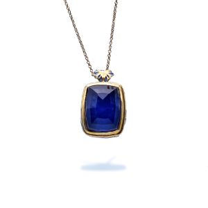 Sterling Silver Spiritual Crystal Butterfly Necklace Gold Plated with Enamel Gold Plated with Enamel and Doublet Lapis Lazuli Gemstone with Quartz