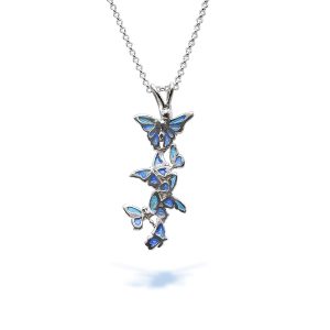 Silver Enamel Romantic Butterfly Necklace