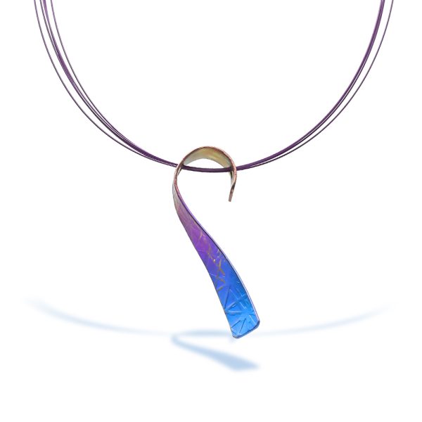 Rainbow colorful twisted ribbon titanium pendant
