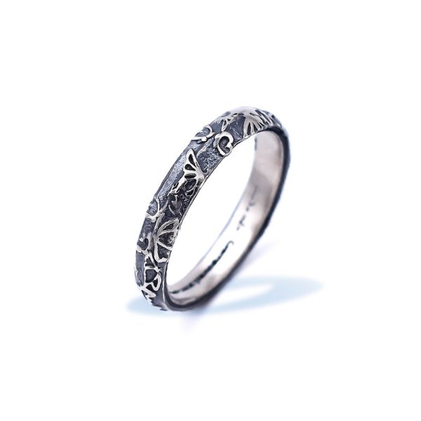 Thin Oxidized Sterling Silver Butterfly Ring