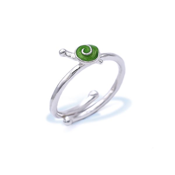 Green Silver Enamel Ring