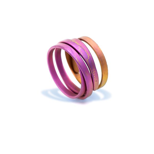 Pinky anodized titanium ring for women