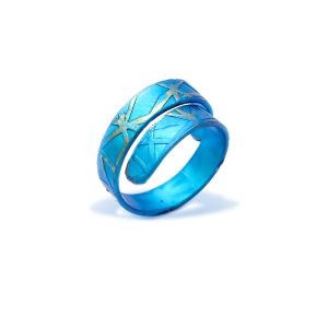 Turquoise Textured Anodized Titanium Ribbon Ring